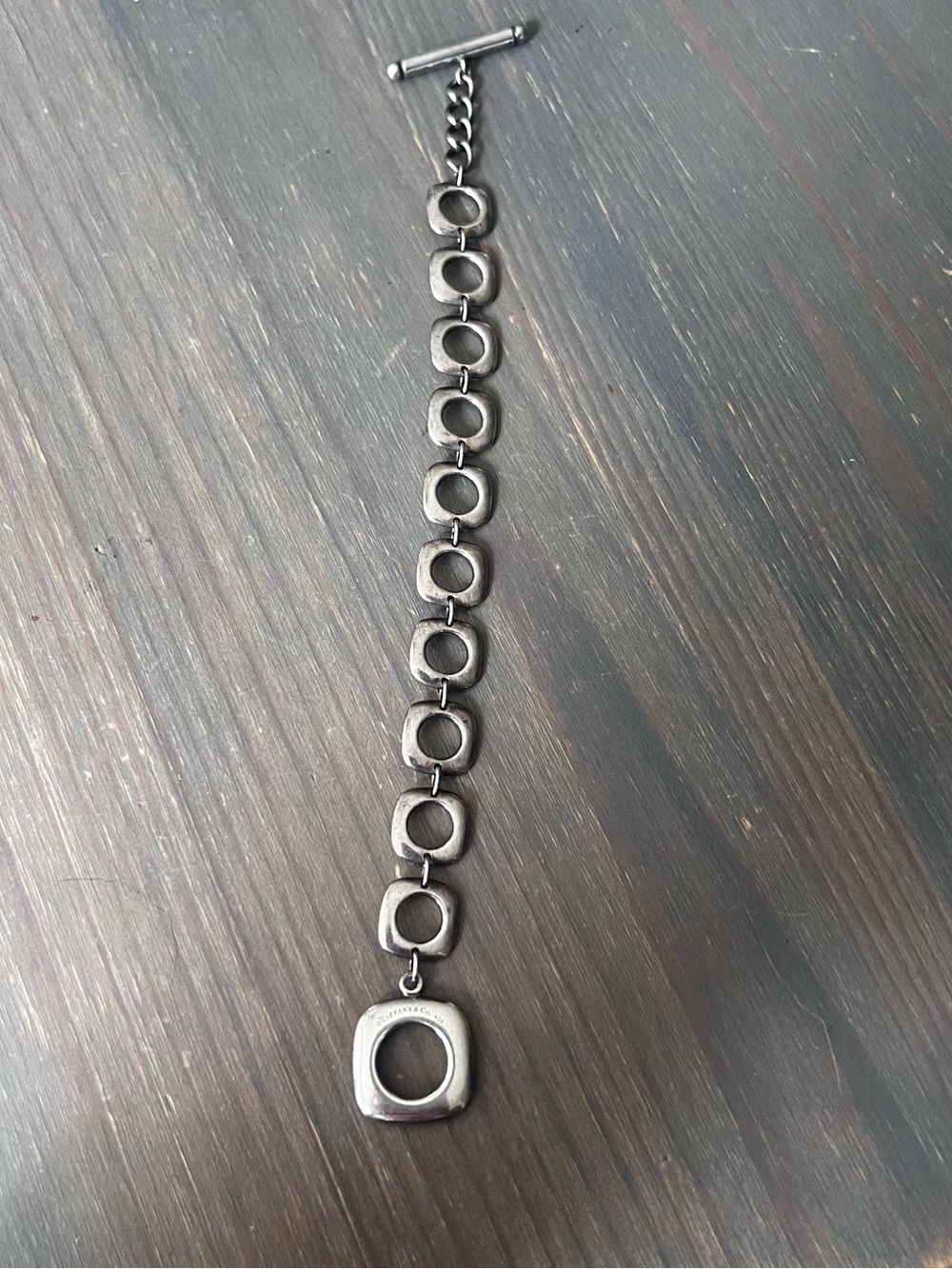 Tiffany & Co Chunky Square Link Toggle Bracelet - Silver Tone